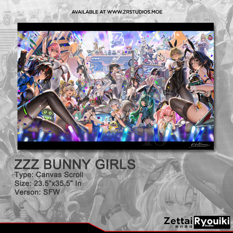 ZZZ Bunny Girls Canvas Scroll
